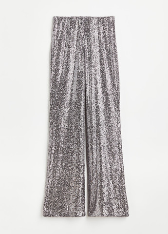 Серебряные нарядные демисезонные прямые брюки H&M