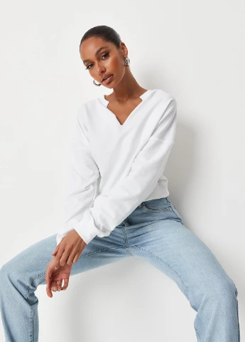 Белый свитшот Missguided однотонный без декора (261410947)