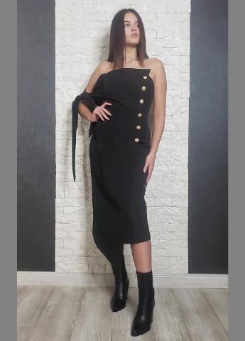 Черное коктейльное платье футляр, с открытыми плечами Allyson однотонное