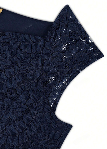 Темно-синее вечернее платье SHEIN однотонное