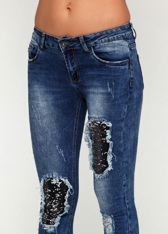 Темно-синие демисезонные зауженные джинсы New Play