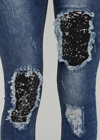 Темно-синие демисезонные зауженные джинсы New Play