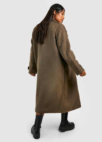 Оливкове (хакі) демісезонне Пальто двобортне Boohoo