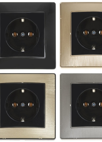 Розетка одинарная с заземлением черна RB-1RZ Brille (253967285)