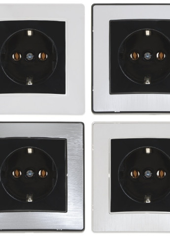 Розетка одинарная с заземлением черна RB-1RZ Brille (253967285)