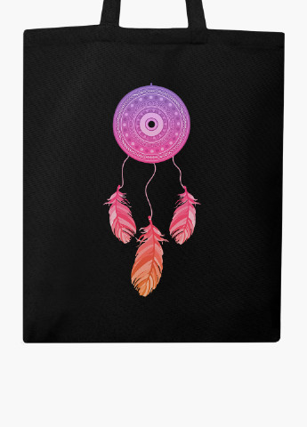 Еко сумка шоппер черная Ловец Снов (Dreamcatcher) на молнии (9227-2855-BKZ) MobiPrint (236265515)