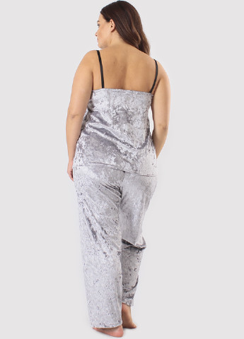 Світло-сірий демісезонний комплект (халат, топ, брюки) Ghazel