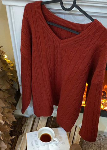 Темно-красный демисезонный пуловер пуловер SHEIN