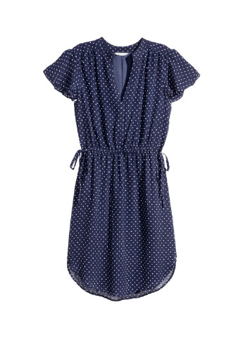 Темно-синя кежуал сукня кльош H&M в горошок