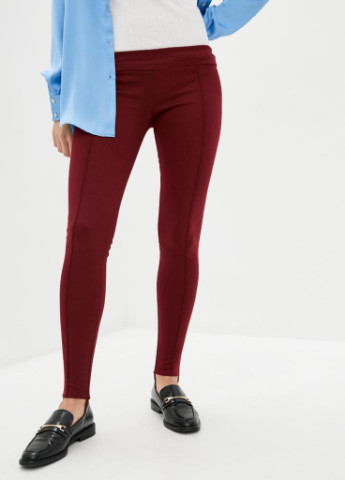 Бордовые демисезонные женские трикотажные леггинсы-брюки с тормозами Podium