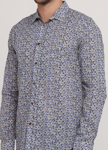 Серо-голубой кэжуал рубашка с цветами Sisley