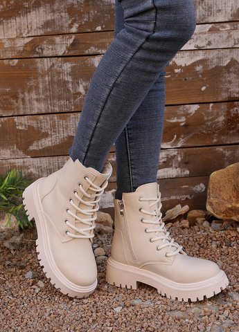 Осенние ботильоны берцы SHEIN без декора из искусственной кожи