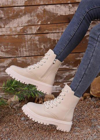 Осенние ботильоны берцы SHEIN без декора из искусственной кожи