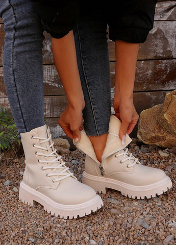 Осенние ботильоны берцы SHEIN без декора из искусственной кожи