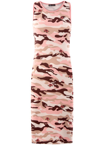 Розовое кэжуал платье футляр Oodji с камуфляжным принтом