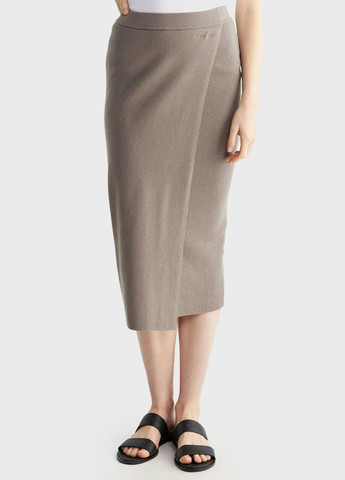 Светло-коричневая кэжуал однотонная юбка Calvin Klein на запах