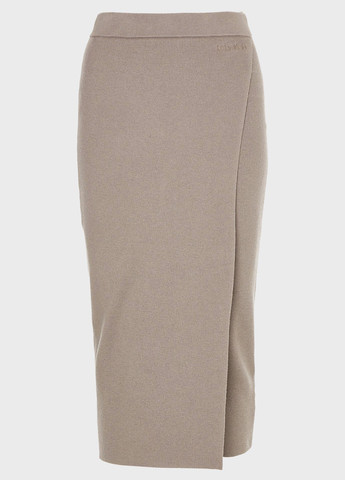 Светло-коричневая кэжуал однотонная юбка Calvin Klein на запах