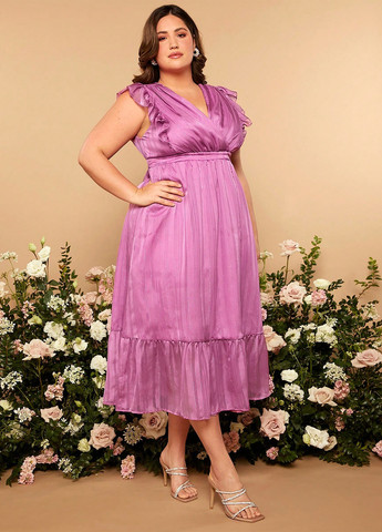 Світло-рожева коктейльна, кежуал сукня в стилі армпір, на запах SHEIN в смужку