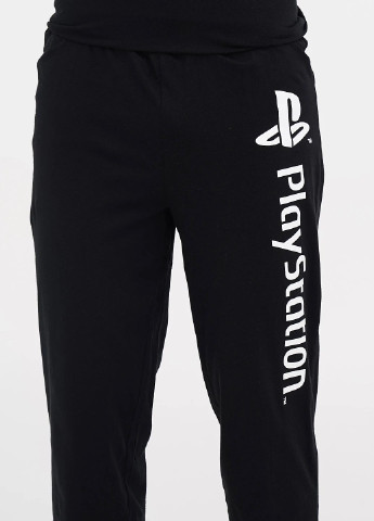 Пижама (лонгслив, брюки ) PlayStation надпись чёрная домашняя хлопок