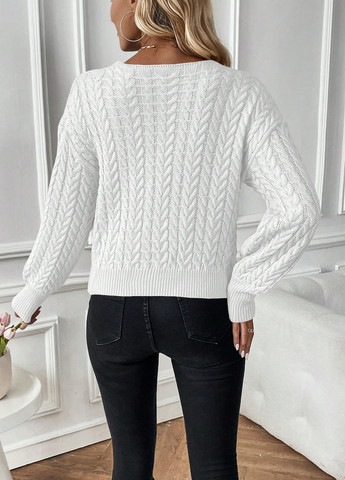 Белый демисезонный пуловер пуловер SHEIN