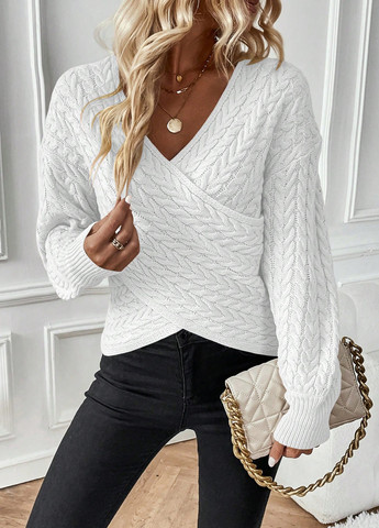 Белый демисезонный пуловер пуловер SHEIN