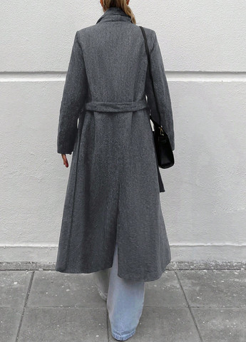 Темно-сіре зимнє Пальто однобортне SHEIN