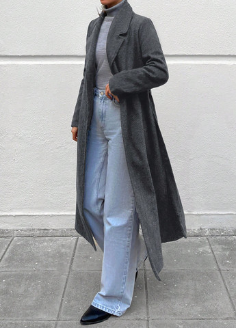 Темно-сіре зимнє Пальто однобортне SHEIN