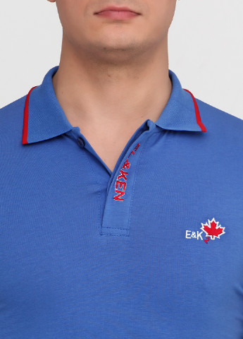 Васильковая футболка-поло для мужчин EL & KEN с логотипом