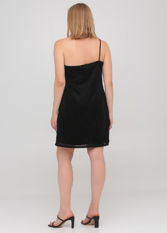 Черное коктейльное платье на одно плечо NA-KD меланжевое