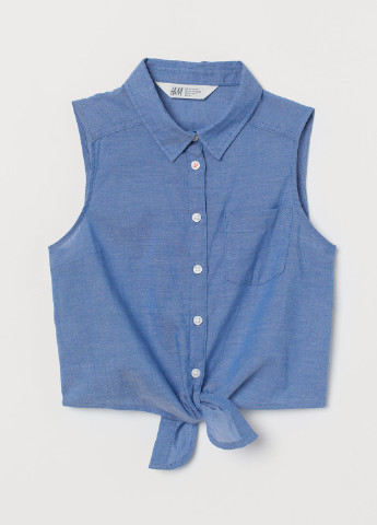Блуза H&M меланж синя кежуал бавовна