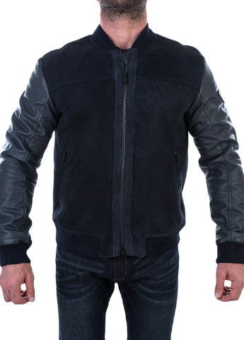 Черная демисезонная куртка кожаная Armani Jeans