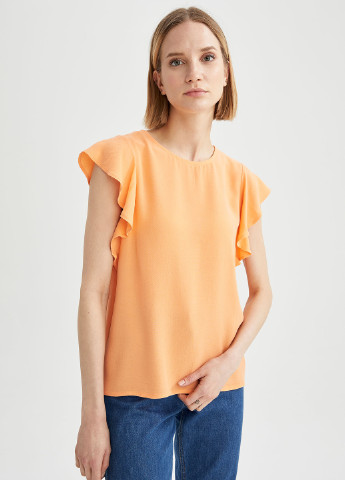Светло-оранжевая летняя блуза DeFacto