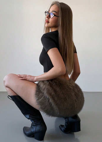 Серо-коричневая коктейльный юбка SHEIN