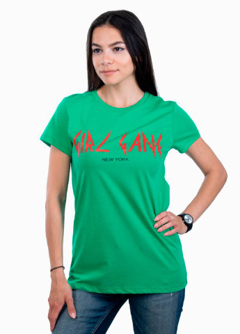 Зеленая всесезон футболка женская girl gang зелёный Power Футболки