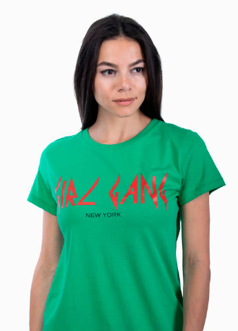 Зеленая всесезон футболка женская girl gang зелёный Power Футболки