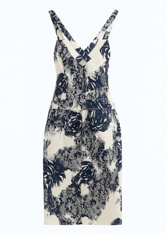 Молочна кежуал сукня футляр, з відкритою спиною Sassofono з малюнком