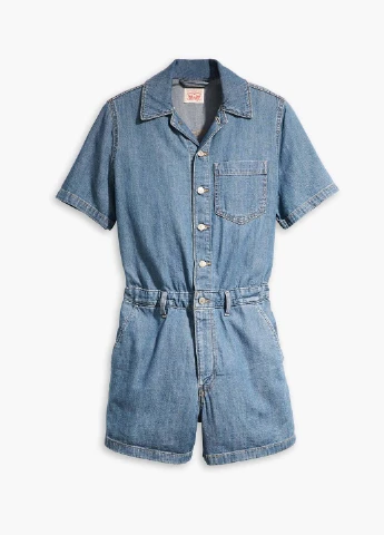 Комбинезон Levi's комбинезон-шорты меланж синий денил хлопок, джинс