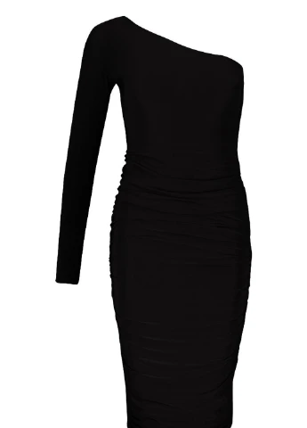 Черное повседневный платье Boohoo однотонное