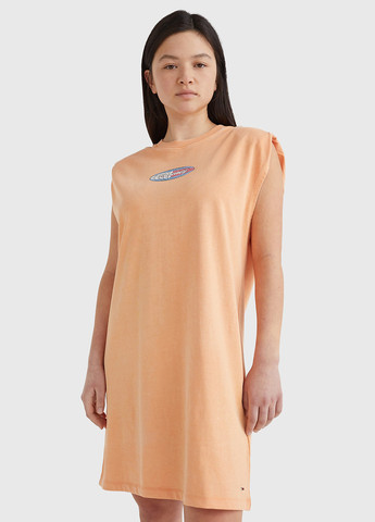 Помаранчева кежуал сукня сукня-футболка Tommy Hilfiger з написами