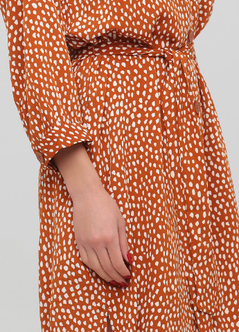 Терракотовое кэжуал платье рубашка Monki с абстрактным узором
