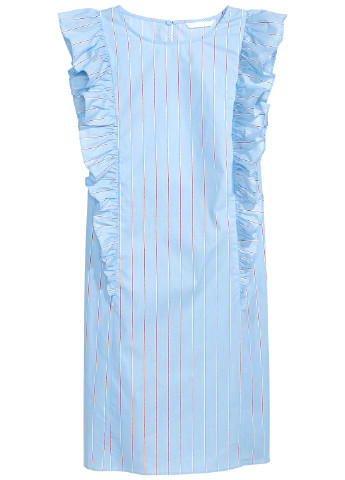 Голубое кэжуал платье футляр H&M в полоску