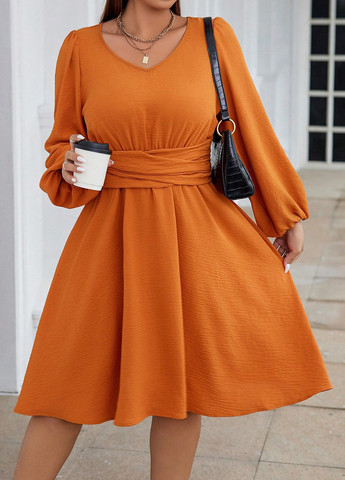 Помаранчева кежуал сукня кльош SHEIN однотонна