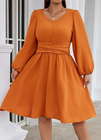 Помаранчева кежуал сукня кльош SHEIN однотонна