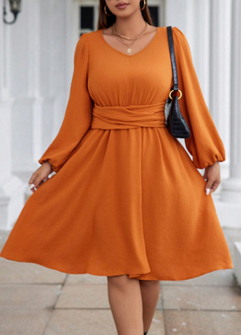 Помаранчева кежуал сукня кльош SHEIN однотонна