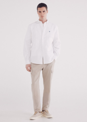 Белая кэжуал рубашка однотонная Springfield