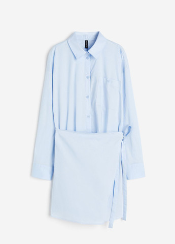 Голубое кэжуал платье рубашка H&M однотонное