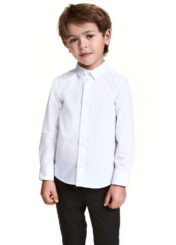Белая классическая рубашка однотонная H&M