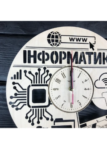 Настінний годинник з дерева для вчителя інформатики 7Arts (253567748)