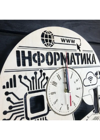 Настінний годинник з дерева для вчителя інформатики 7Arts (253567748)