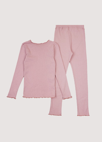 Розовый демисезонный комплект (лонгслив, брюки) Фламинго